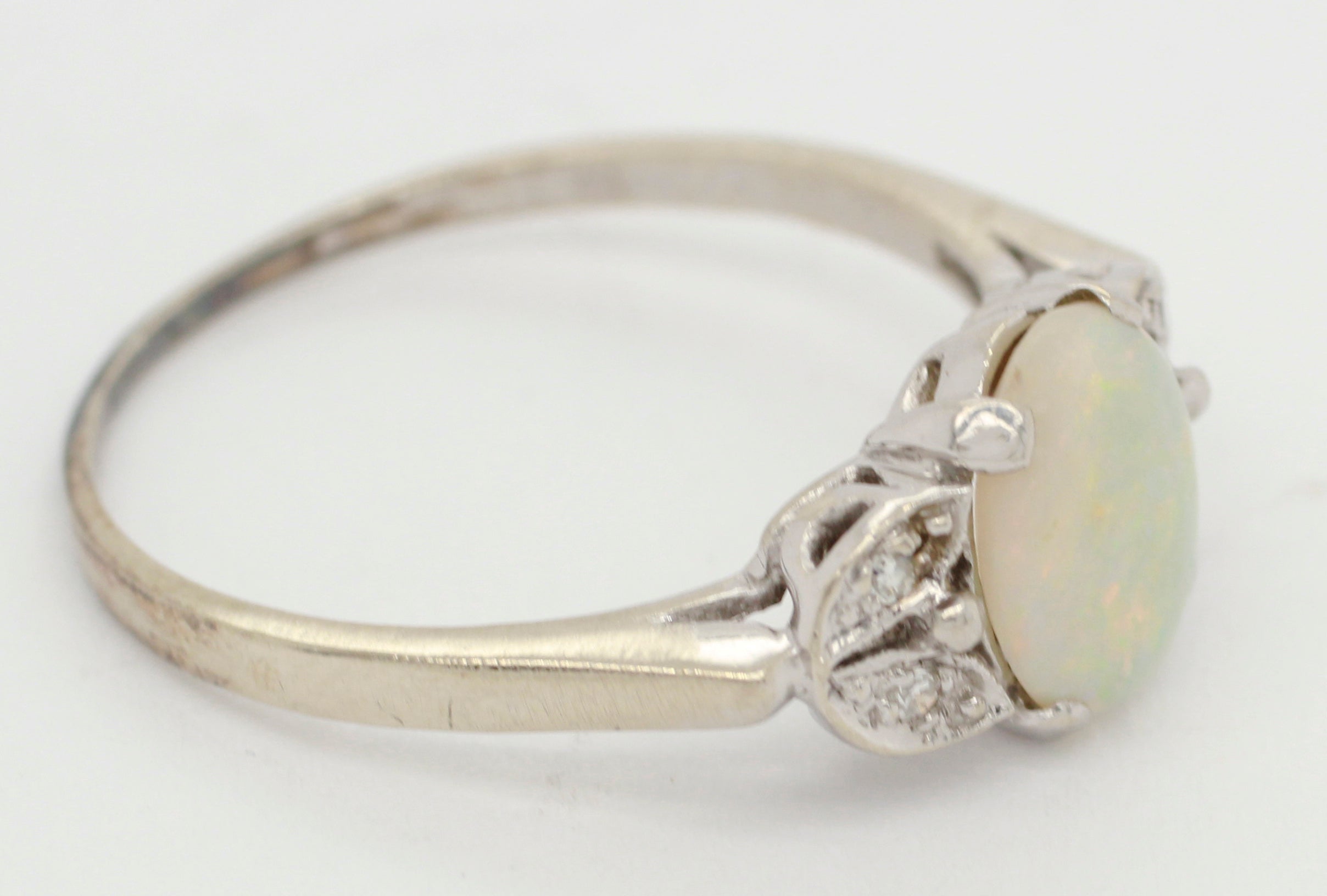 Vintage Art Deco White Gold & Opal Ring - Great Lakes Boutique