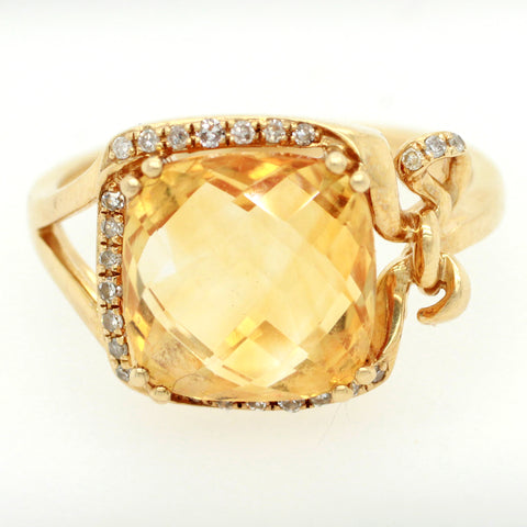 EFFY 1.39ctw Citrine and Diamond Cocktail Ring - 14k Yellow Gold | Size 7