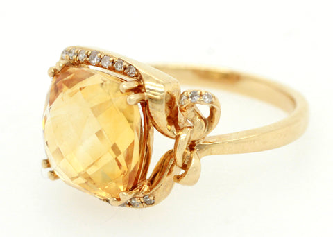 EFFY 1.39ctw Citrine and Diamond Cocktail Ring - 14k Yellow Gold | Size 7