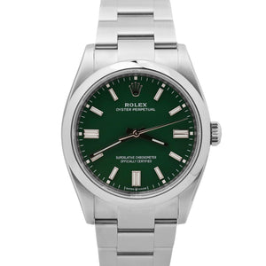 NEW UNWORN Rolex Oyster Perpetual 36mm PAPERS Green Stainless Steel 126000 B+P