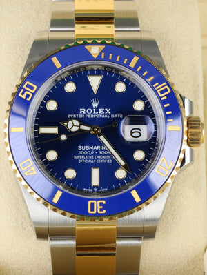 NEW 2020 Rolex Submariner Blue Sunburst Ceramic 126613 LB Two-Tone Gold Watch