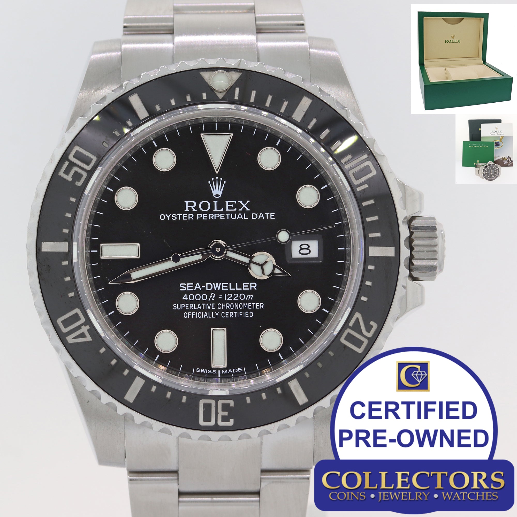 MINT 2017 Rolex Sea-Dweller 4000 SD4K 116600 Steel Black Ceramic Dive Watch E8