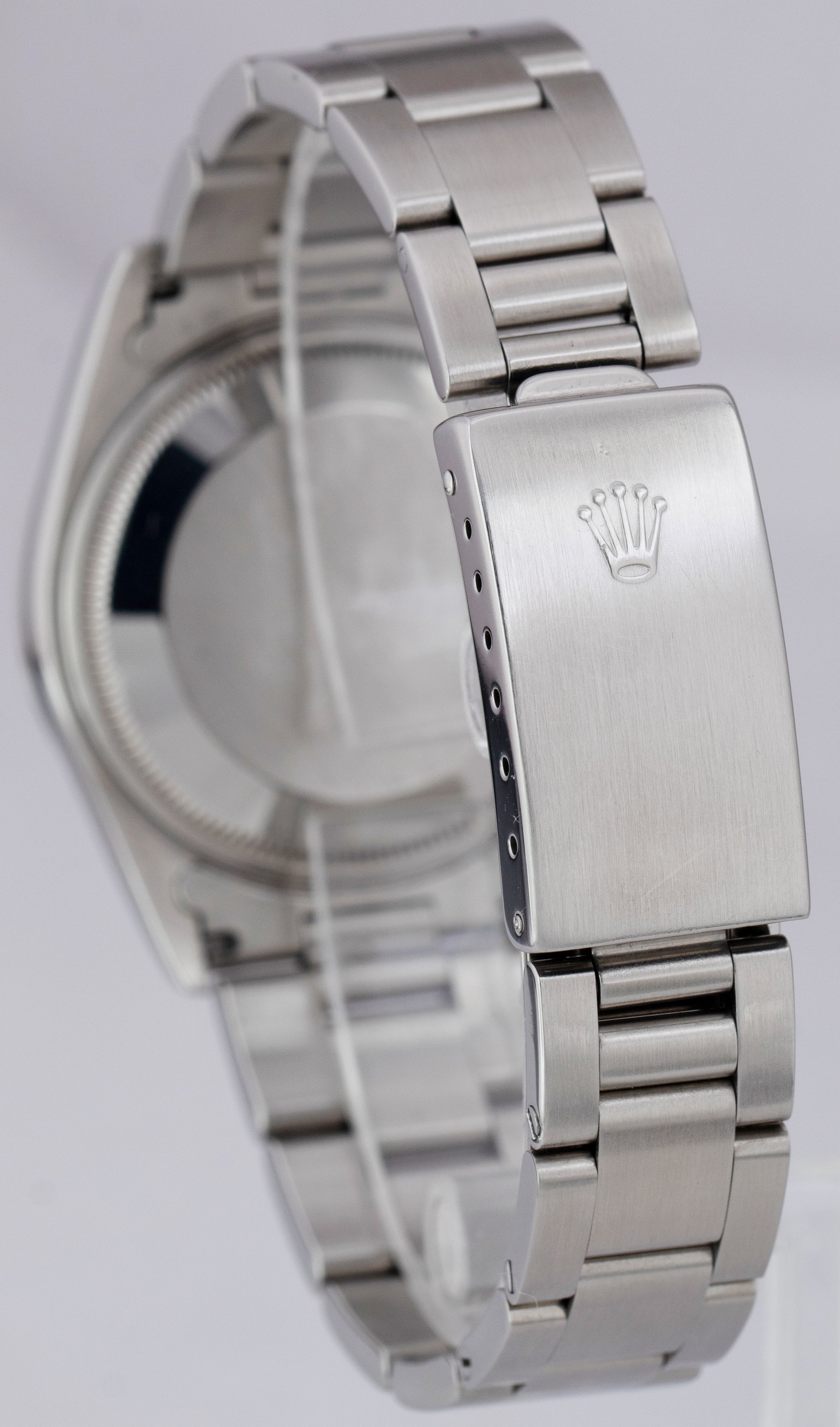 UNPOLISHED NO-HOLES Rolex Date 34mm Blue Stainless Steel Oyster Watch 15200