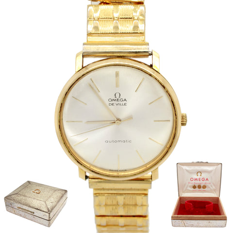 Omega De Ville 14k Yellow Gold Silver Dial Automatic 32mm Watch with Box
