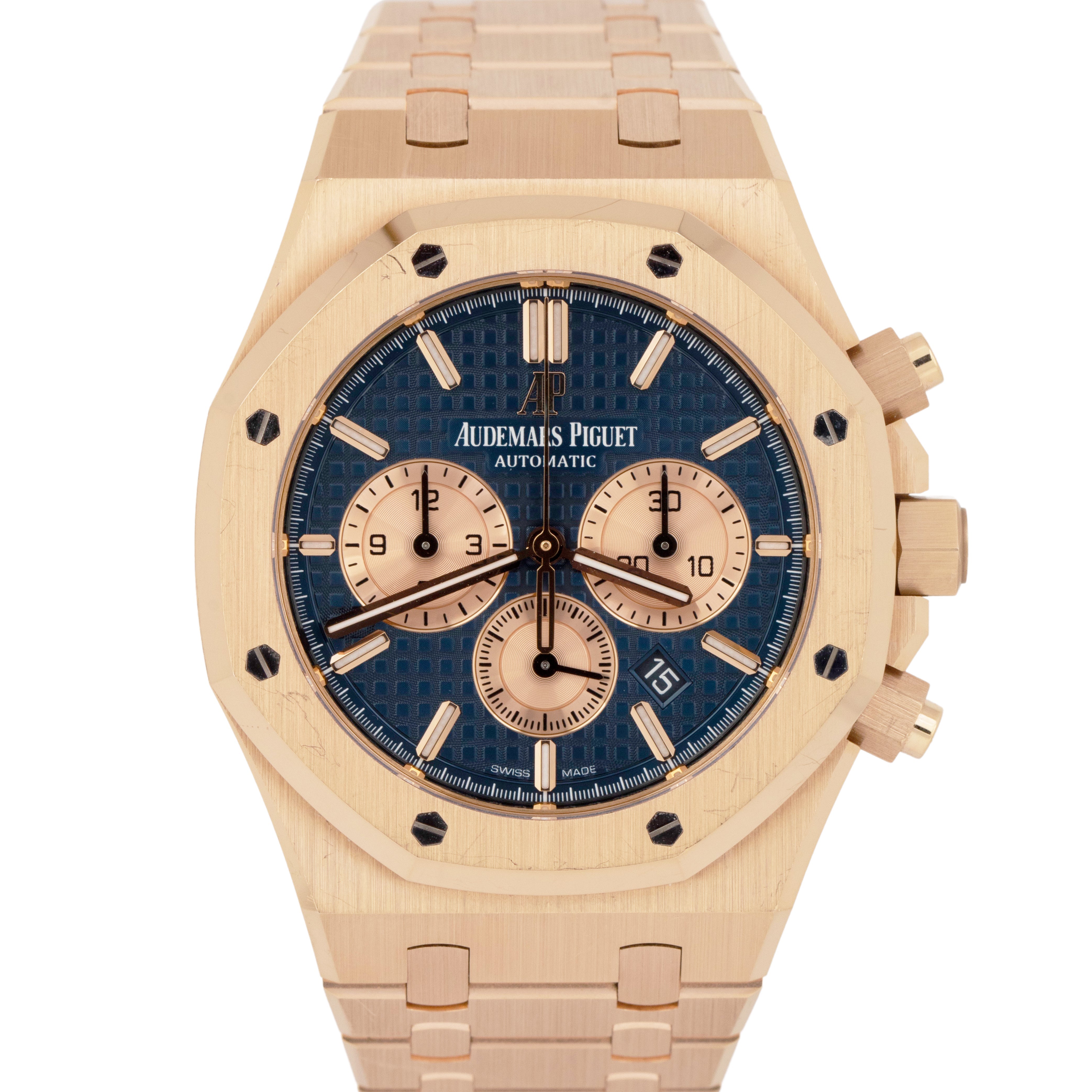 Ap royal oak on sale rose gold blue dial