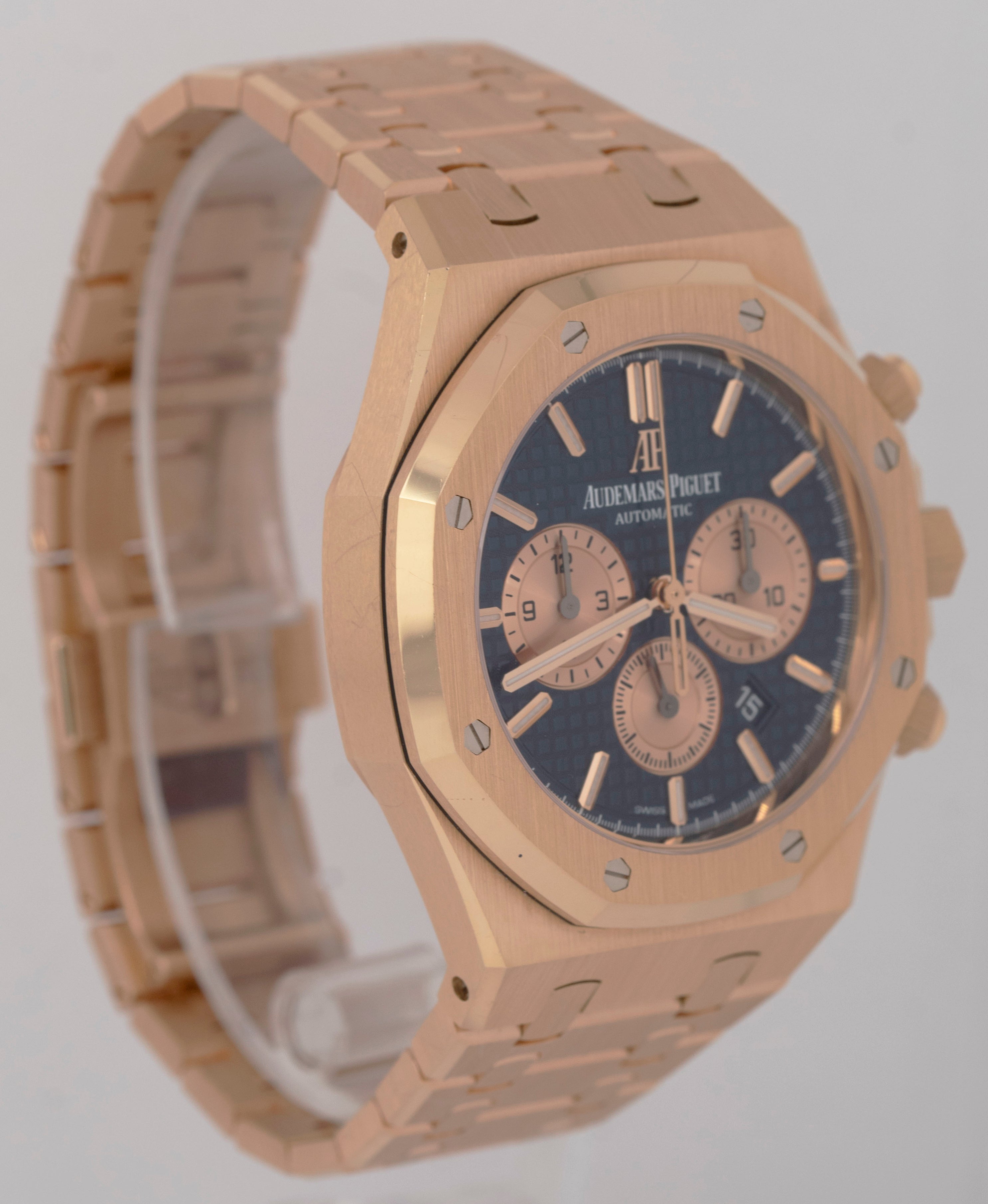 UNPOLISHED Audemars Piguet Royal Oak Chronograph Blue 41mm Rose Gold 263310R B+P