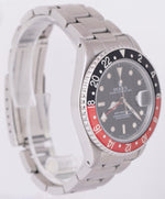 PAPERS Rolex GMT-Master II COKE Oyster Stainless Black Red Watch Date 16710 BOX