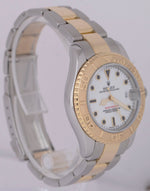MINT Rolex Yacht-Master Two-Tone 35mm White Mid-Size 18K Stainless 68623 Watch