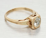 Antique 0.50ct Diamond Solitaire Ring | Square Tension Set - 14k Yellow Gold