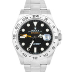 Rolex Explorer II Black Dial Orange Stainless Steel GMT Date 42mm Watch 216570
