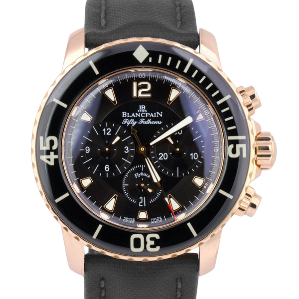 PAPERS Blancpain Fifty Fathoms Flyback 5085F 3630 52 18K Rose Gold Bla