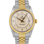 Rolex DateJust 36mm CREAM BOILER GAUGE 18K Yellow Gold Steel JUBILEE 16013