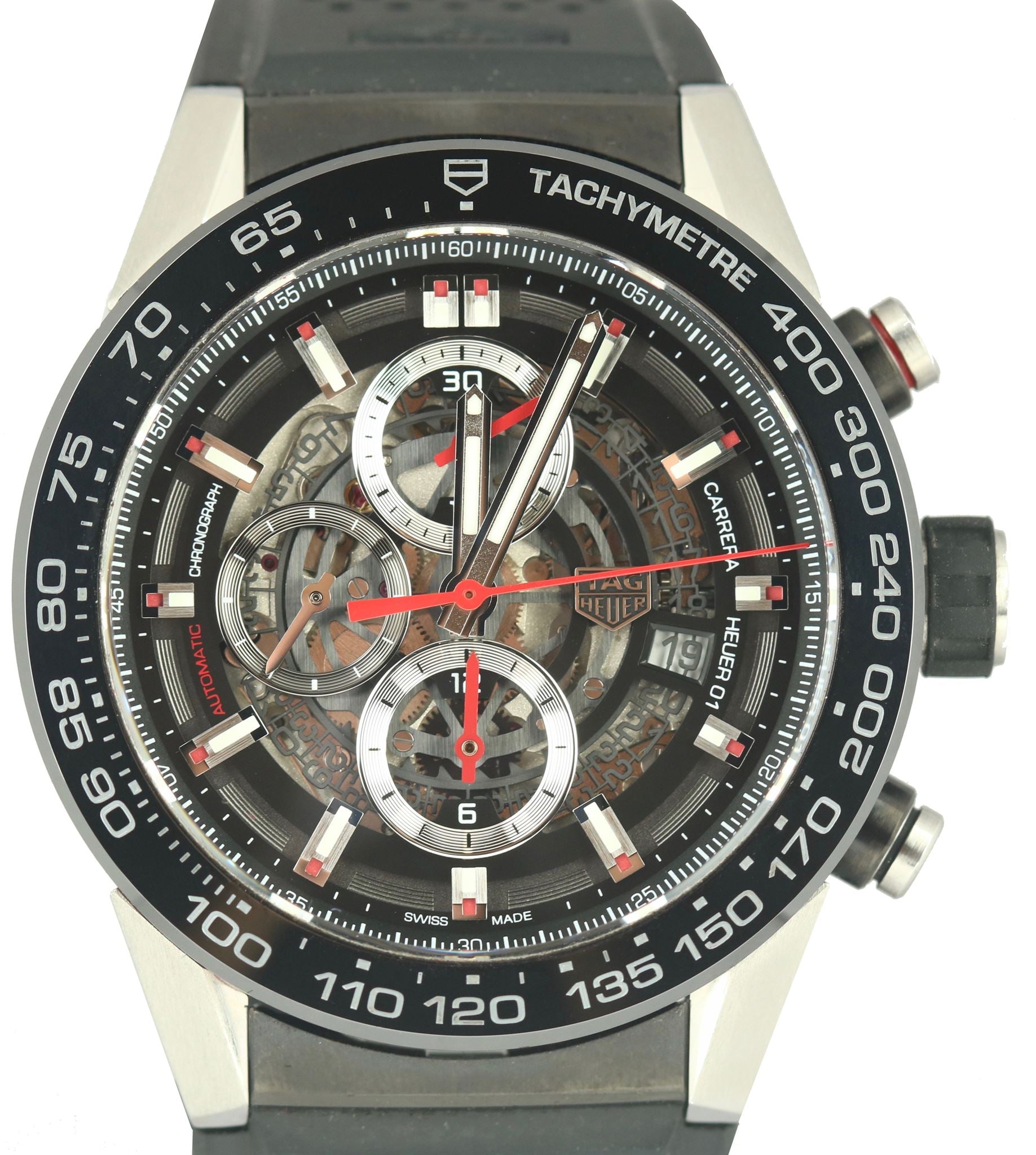 TAG Heuer Chronograph Carrera 01 Calibre Black Rubber Watch 45mm CAR2A