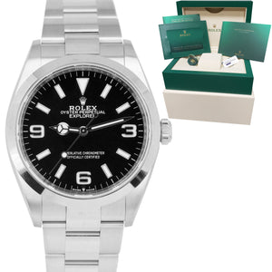 JUNE 2021 Rolex Explorer Black 3-6-9 Stainless Steel 36mm 124270 Watch B+P