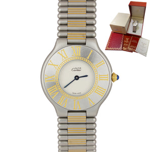 Must de Cartier '21' Two-Two 31mm Stainless Steel Gold Quartz Watch 83090171