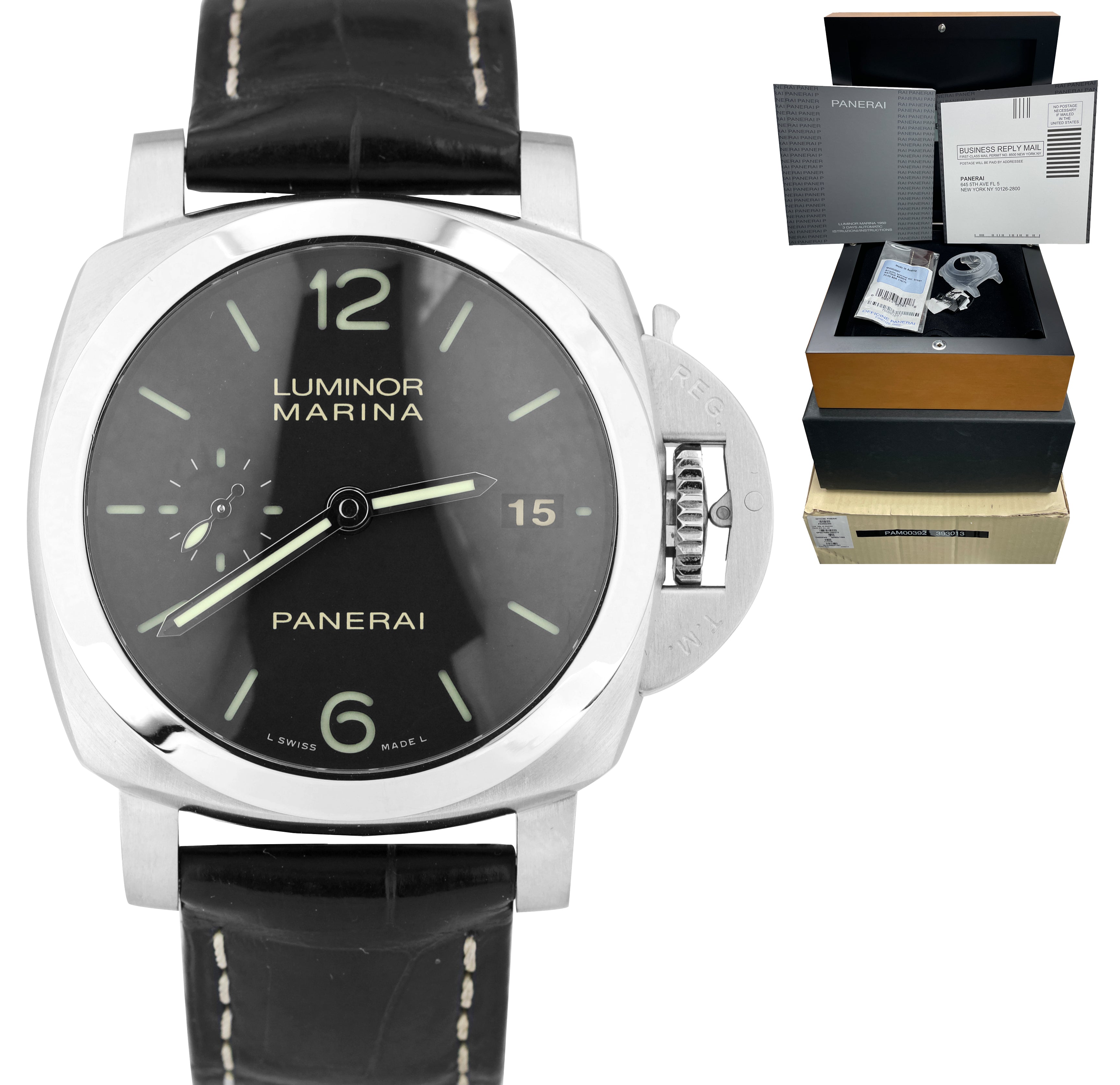 Panerai Luminor Marina 1950 PAM 392 42mm Black Stainless Automatic Dat