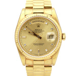 Rolex Day-Date President 18k Yellow Gold Champagne 36mm Diamond 18238 Watch