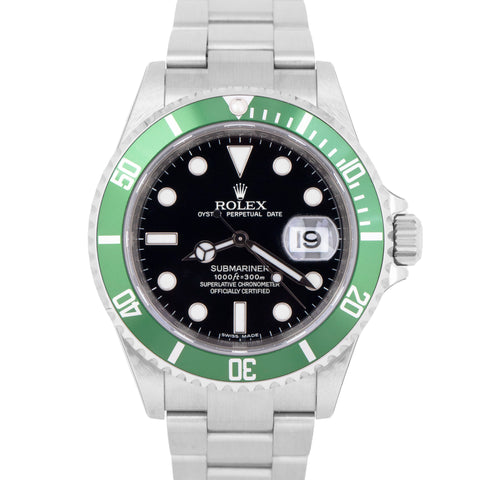 NOS STICKERED PAPERS Rolex Submariner Date KERMIT Green REHAUT 40mm 16610 LV B+P