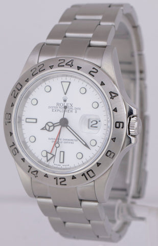 Rolex Explorer II Polar White SEL 40mm NO-HOLES GMT Stainless Steel Watch 16570T