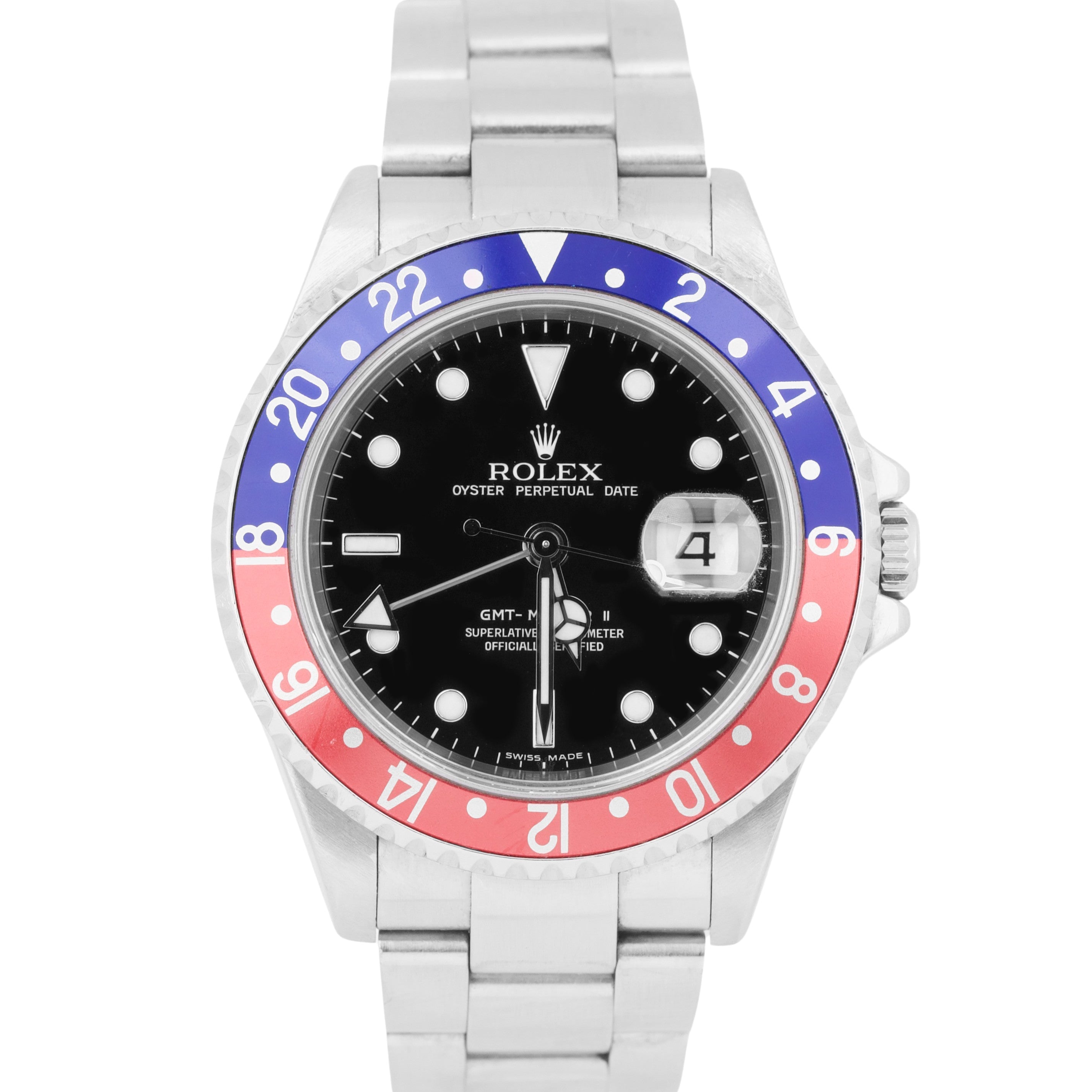 Rolex GMT Master II PEPSI Red Blue ERROR STICK Steel Black NO HOLES 40