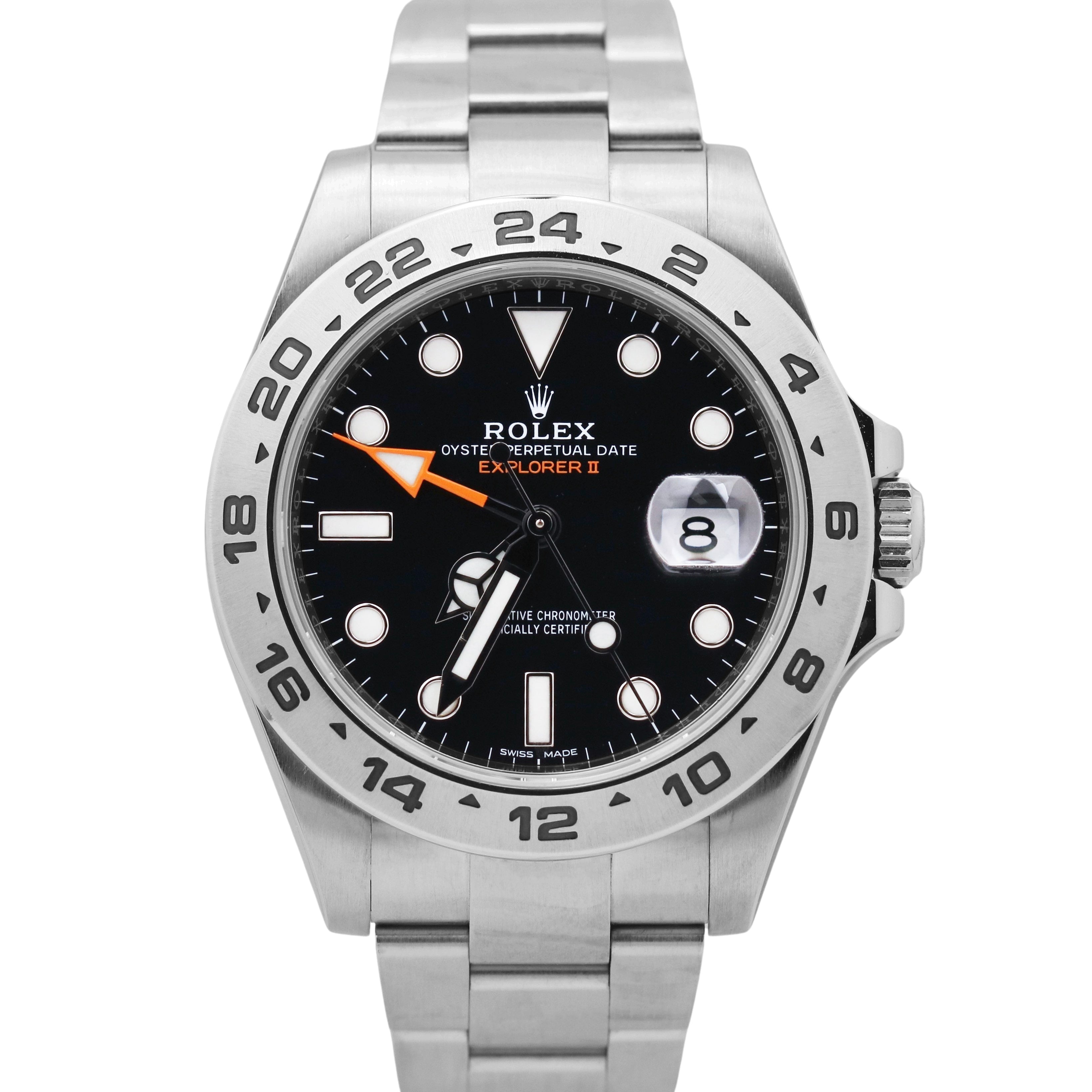 Rolex Explorer II 42mm Black Orange Stainless Steel Date GMT Oyster 216570