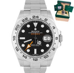 MAY 2019 LNIB Rolex Explorer II 42mm 216570 Black Orange Steel GMT Date Watch