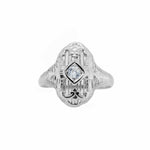 Women's Elegant Art Deco 1.1g 14k White Gold  0.10ct Diamond Vintage Cocktail Ri