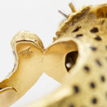 Ladies Vintage 13.4 grams Solid 18k Yellow Gold & .04ctw Diamond Jaguar Ring