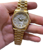 Rolex Day-Date President 18K Gold DIAMOND METEORITE 118238 36mm REHAUT Watch