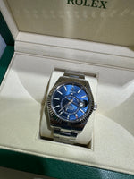 Rolex Sky-Dweller BLUE Stainless Steel White Gold 326934 42mm Oyster Watch BOX