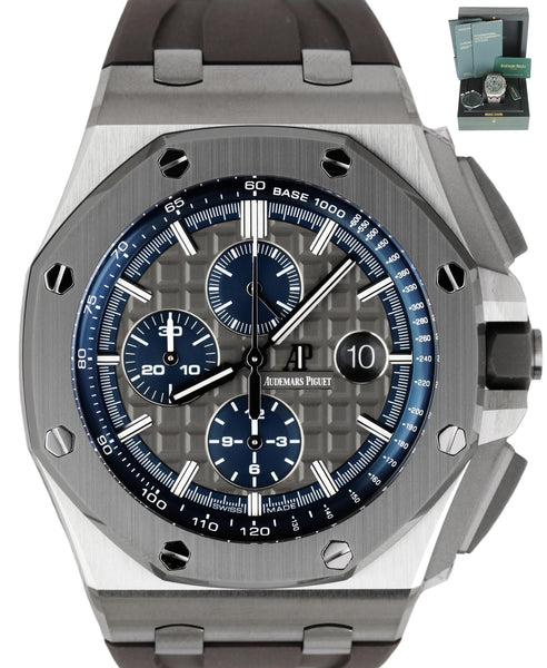 NEW Audemars Piguet AP Royal Oak Offshore Blue 44mm Titanium Grey Watc