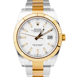 NEW STICKERED 2022 Rolex DateJust 41mm White Two-Tone Gold Watch 126333 B+P