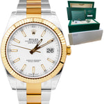 NEW STICKERED 2022 Rolex DateJust 41mm White Two-Tone Gold Watch 126333 B+P