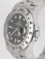 2010 ENGRAVED Rolex Explorer II 16570 Stainless Steel Black Date GMT 40mm Watch