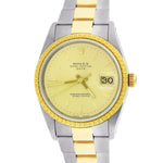 Rolex Date 15223 34mm Champagne 18K Two-Tone Gold Steel Oyster Watch DateJust