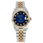 Ladies Rolex DateJust 78273 Blue Vignette Factory Diamond Dial Jubilee 18K Watch