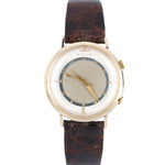 VINTAGE Mid 1950's Le Coultre 14k Gold Mystery Dial Dark Brown Alligator Band Wa