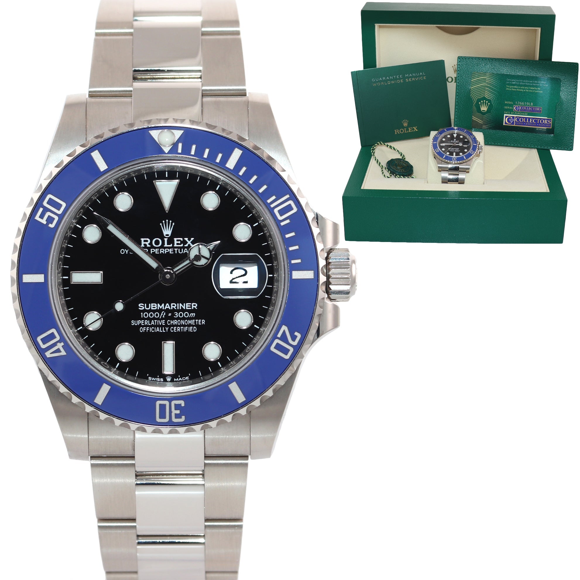 2021 NEW PAPERS Rolex Submariner Blue Smurf 126619 White Gold