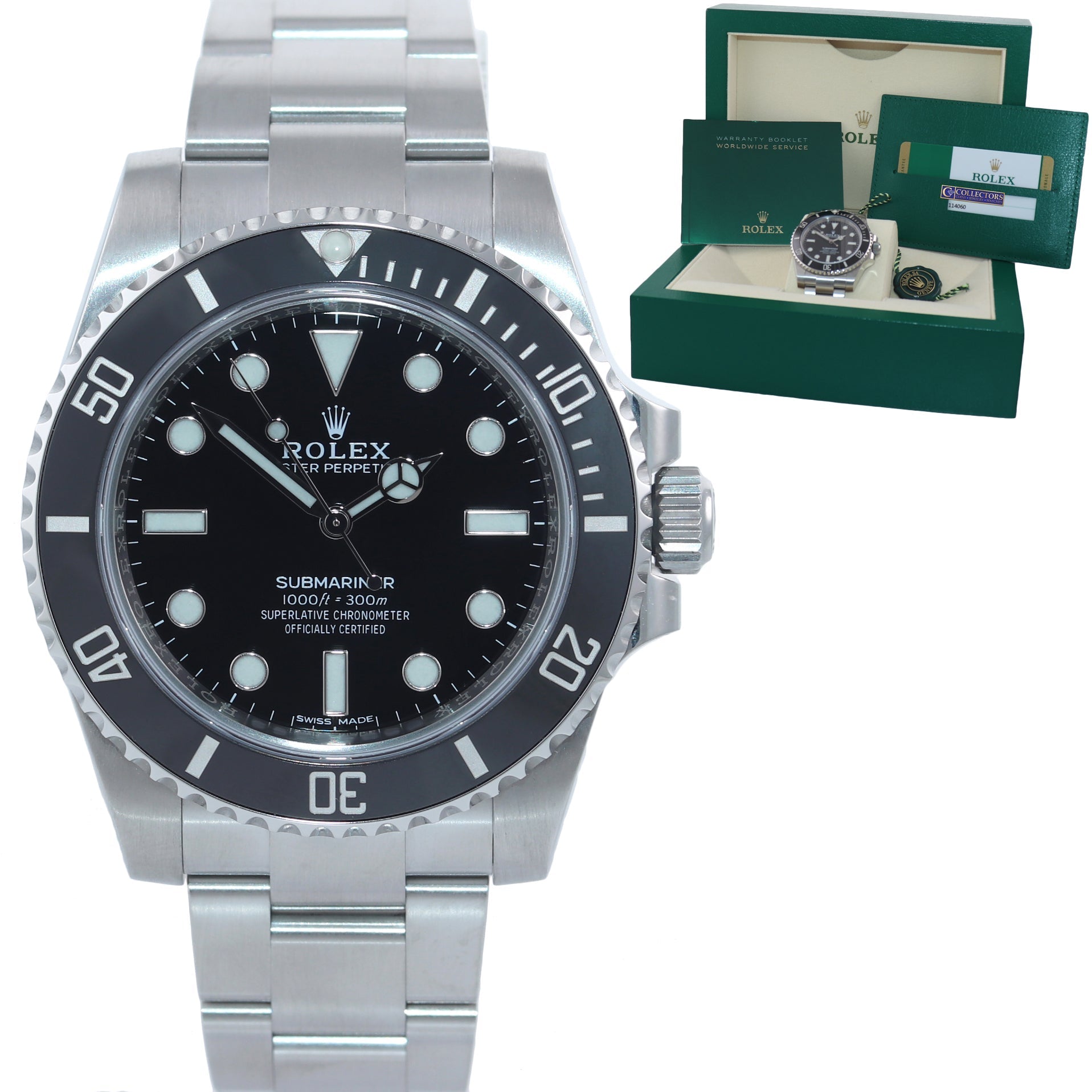 MINT 2017 PAPERS Rolex Submariner No Date 114060 Steel Black Ceramic Watch Box