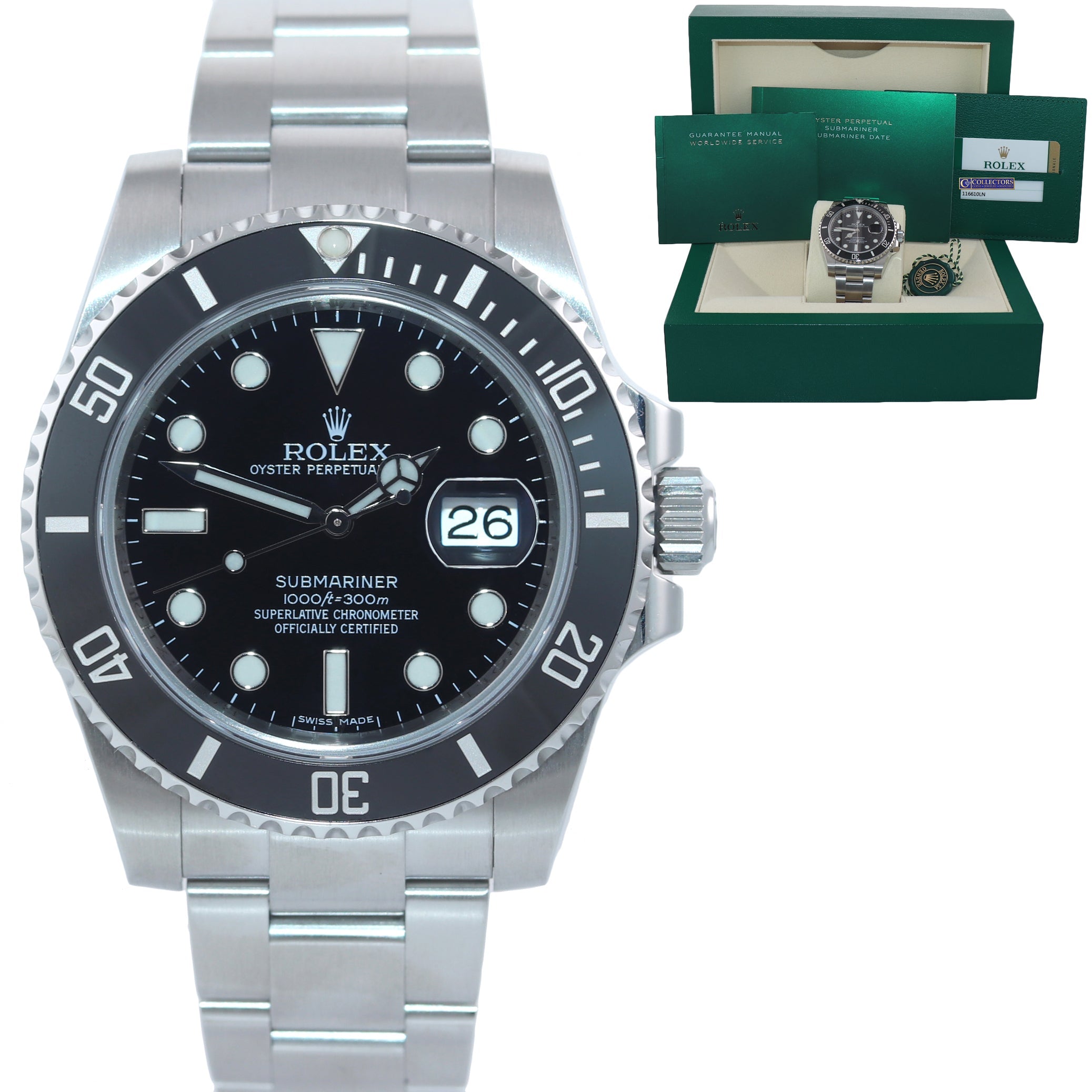 MINT 2018 PAPERS Rolex Submariner 116610 Steel Black Ceramic 40mm Watch Box