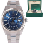 2021 Rolex Sky-Dweller Stainless White Gold BLUE DIAL 42mm 326934 Watch Box