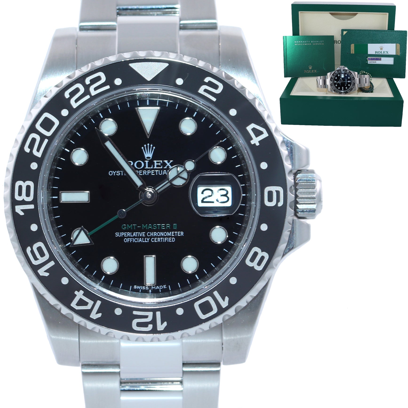 2017 PAPERS Rolex GMT Master II 116710LN Steel Ceramic Black Ceramic Watch