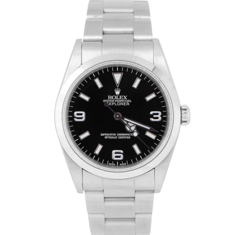 UNPOLISHED Rolex Explorer I PAPERS Black 36mm 3-6-9 Steel Oyster Watch 14270 B+P