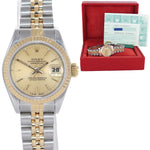 PAPERS Rolex 69173 Two Tone 18k Gold 26mm Champagne Stick Dial Watch Box