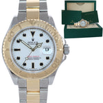 2010 Rolex 16623 Two Tone Gold Steel Yachtmaster White Sapphire Watch Rehaut Box