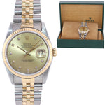 Rolex DateJust 16233 Two Tone 18k Gold 36mm Jubilee Champagne Diamond Dial Watch