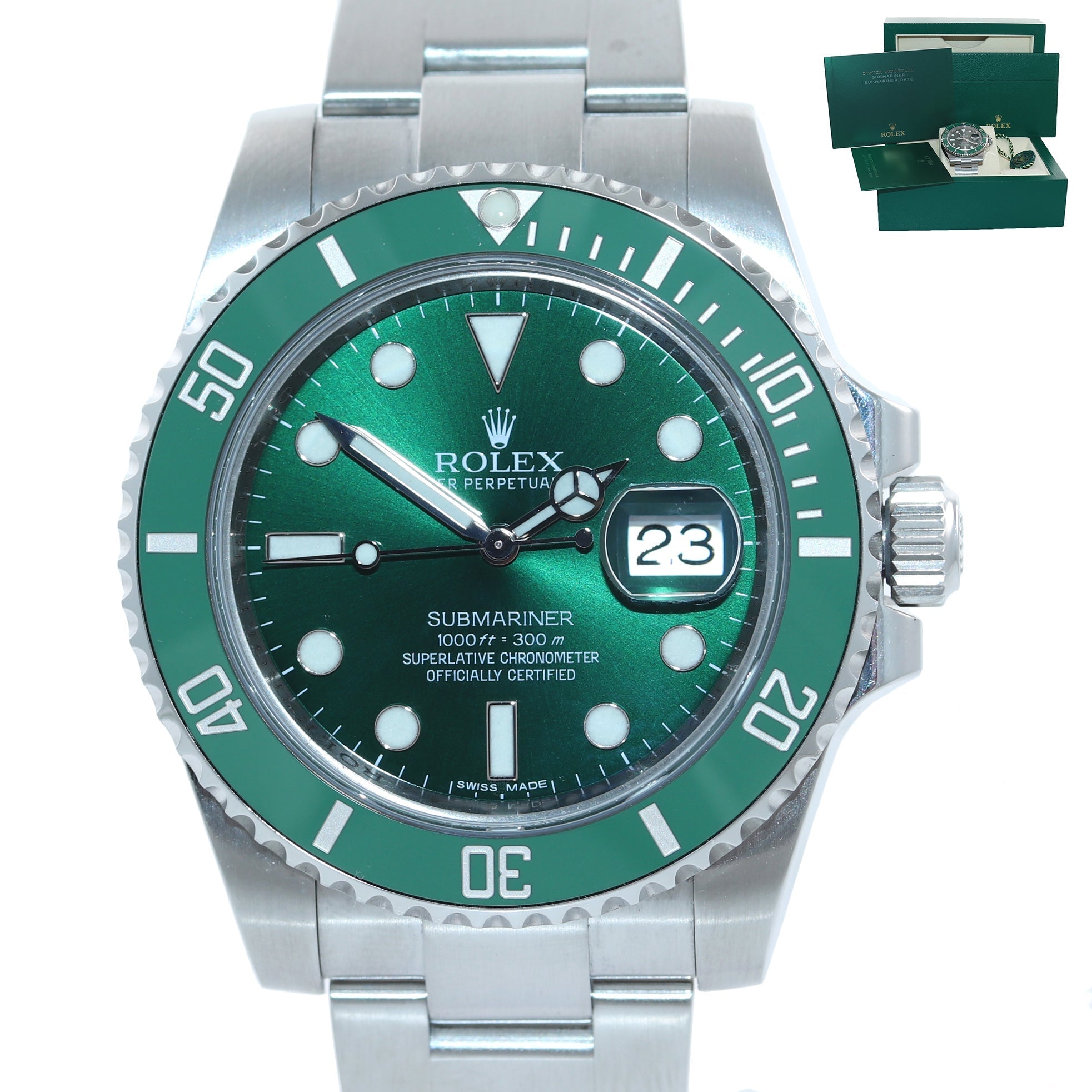 2019 MINT Rolex Submariner Hulk 116610LV Green 40mm Ceramic Watch Box