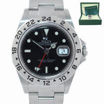2004 NO HOLES Rolex Explorer II 16570 Stainless Steel Black Date GMT 40mm Watch