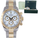 2004 Rolex Daytona 116523 White Chrono Steel 18k Gold Two Tone Watch Box