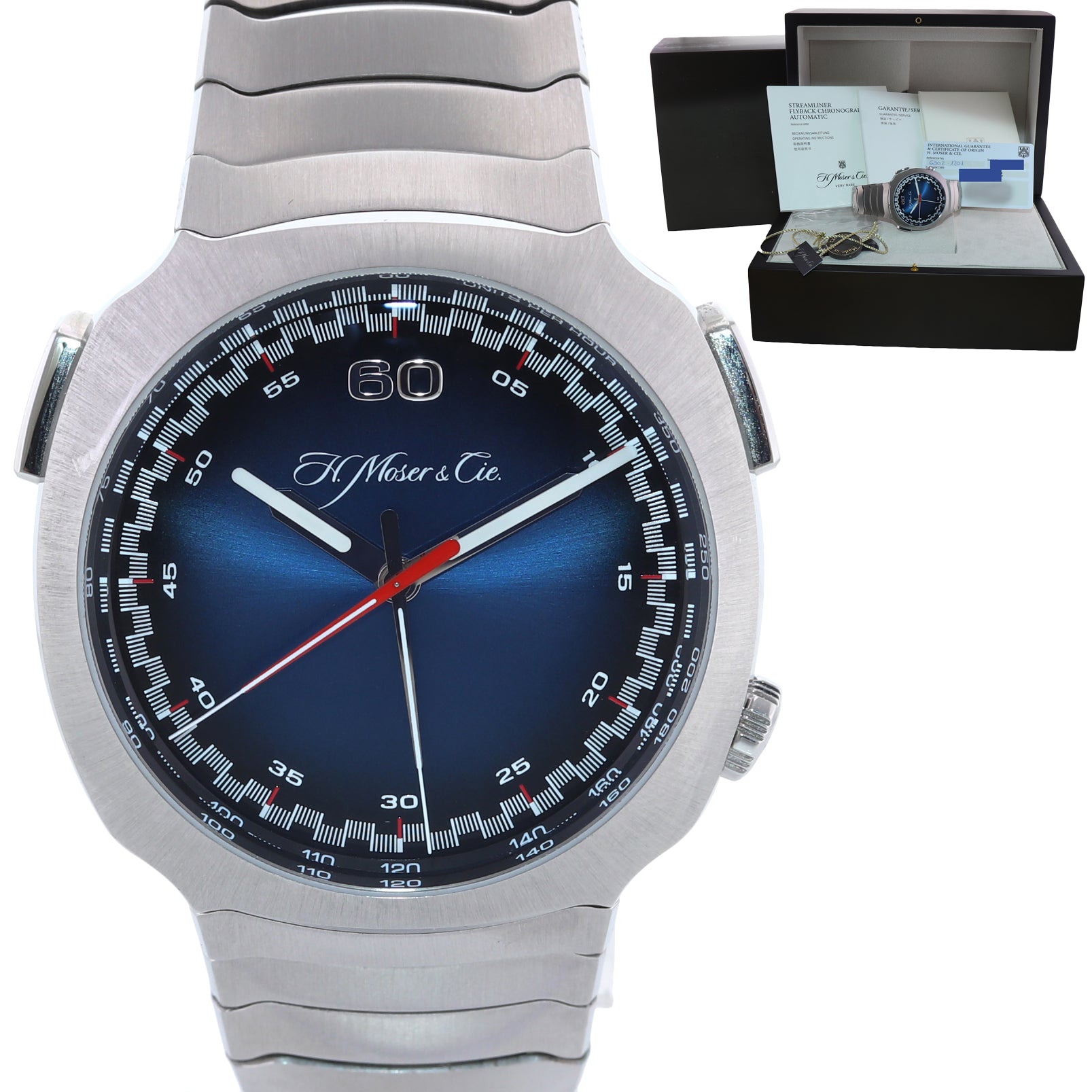 2022 PAPERS H. Moser & Cie. Flyback Streamliner Chrono 42mm Blue 6902-1201 Watch